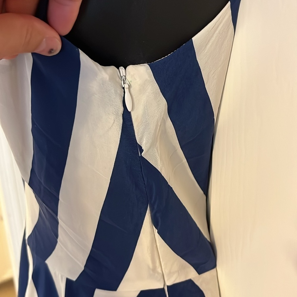 Amanda Uprichard Big Blue Stripe Silk Haley Dress Size Small - Picture 4 of 6